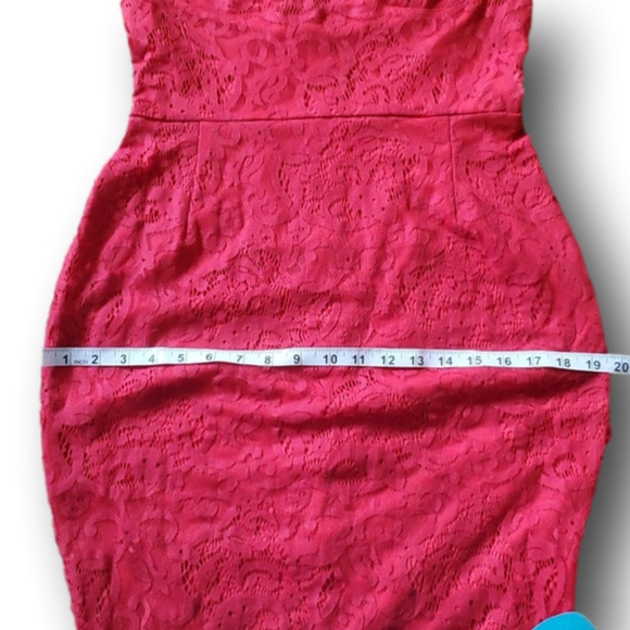 PrettyLittleThing Shape Red Lace Bodycon Midi Dress Size 8 - Picture 15 of 16